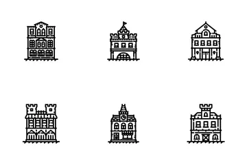 Historical City Centre Outline Icon Pack