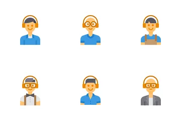 Hombre con avatar de auriculares Paquete de Iconos