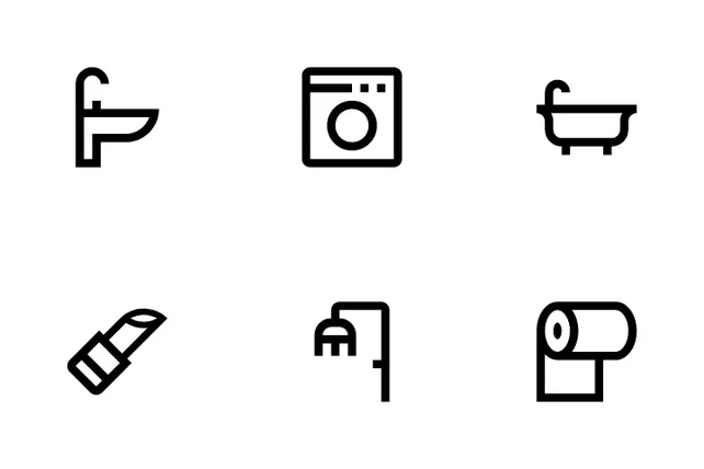 Home Icon Pack - 51 Line Interiors Icons | SVG, PNG, ICO Available