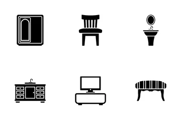 Home Office Interior Furniture Icon Pack
