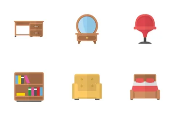 Home Office Interior Furniture Icon Pack
