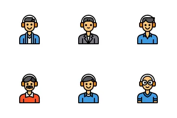 Homme avec casque Avatar Icon Pack