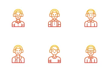 Homme avec casque Avatar Pack d'Icônes