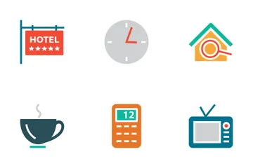 Hotel And Restaurant Colored Icons Icon Pack