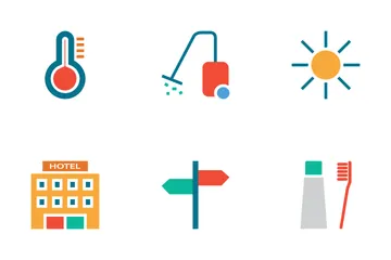 Hotel And Restaurant Colored Icons Icon Pack