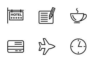 Hotel And Restaurant Line Icons