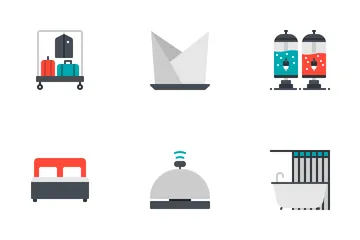 Hotel Service Flat Icon Pack
