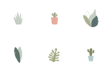 집 식물과 열대 식물 아이콘 팩