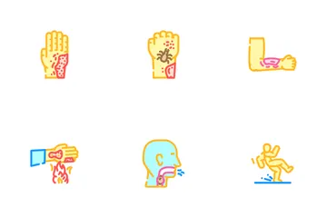 Household Injury Fall Burn Cut Icon Pack