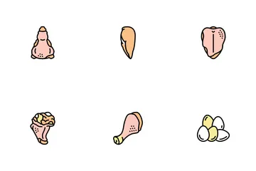 Huhn Tier Bauernhof Rohes Fleisch Lebensmittel Symbolpack