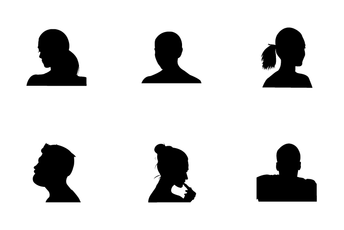 Human Faces Silhouettes 4 Icon Pack