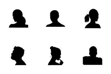 Human Faces Silhouettes 4 Icon Pack