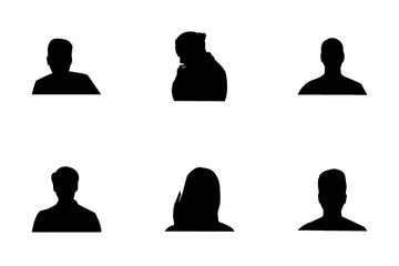 Human Faces Silhouettes Icon Pack