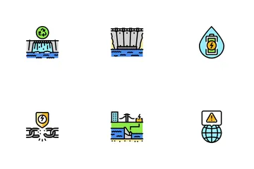 Hydroelectric Power Plant Energy Icon Pack