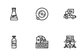 Hydrogen Energy Gas Icon Pack