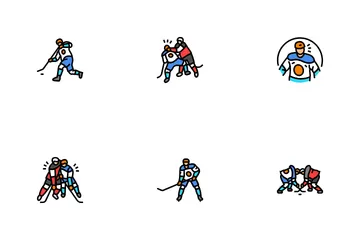 Ice Hockey Puck Stick Sport Icon Pack