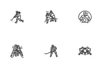 Ice Hockey Puck Stick Sport Icon Pack