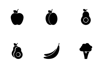 Icônes de glyphes de fruits Pack d'Icônes