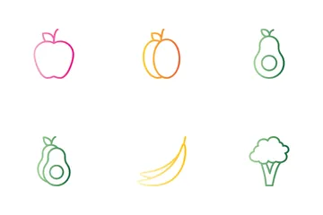 Ícones gradientes de linha de frutas Icon Pack