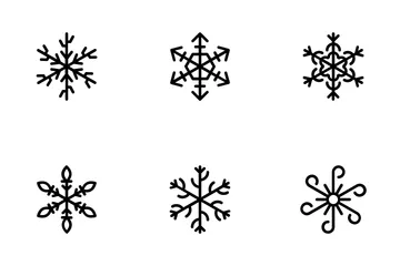 Ícones geométricos de linha de flocos de neve 3 Pacote de Ícones