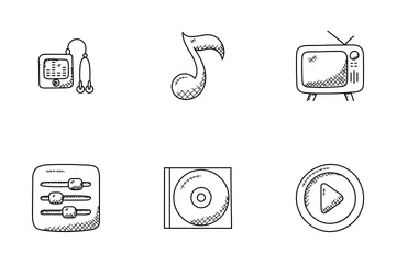 Ícones de doodle de música Pacote de Ícones