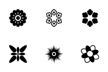 Ícones de símbolos de flores decorativas 2 Pacote de Ícones