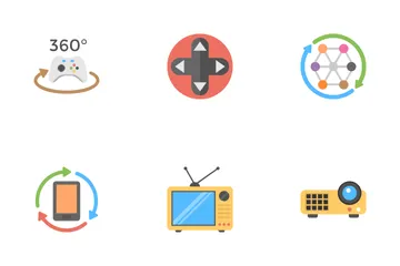 Icônes plates de réalité virtuelle et de drones Icon Pack