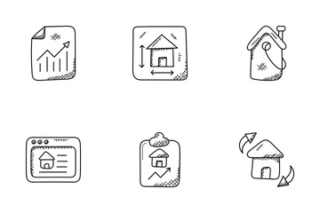 Iconos de Doodle de bienes raíces Paquete de Iconos