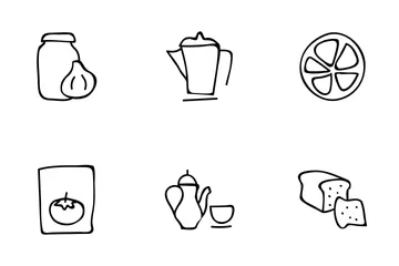 Iconos de Doodle dibujados a mano de alimentos Paquete de Iconos