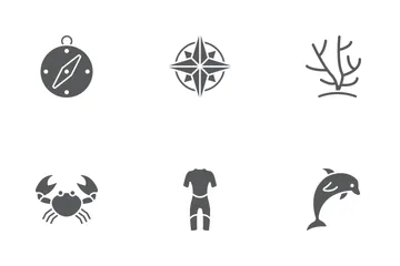 Iconos de glifos de buceo Paquete de Iconos