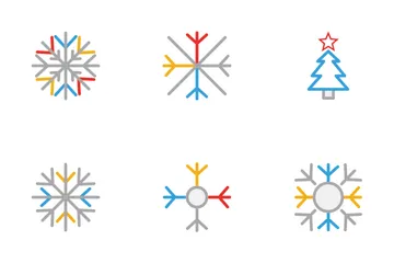 Iconos de líneas de colores navideños Paquete de Iconos