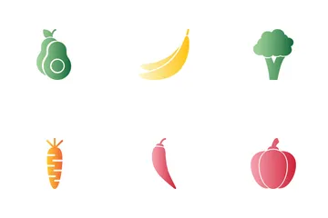 Iconos de degradado plano de frutas Paquete de Iconos