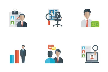 Iconos planos de recursos humanos Paquete de Iconos