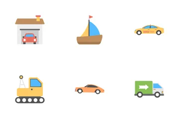 Iconos planos de transporte 1 Paquete de Iconos