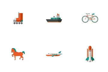 Iconos planos de transporte Paquete de Iconos
