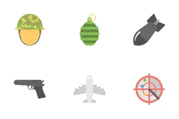 Iconos planos militares y armas Paquete de Iconos