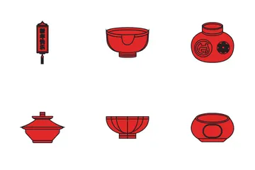 75 Chinese Food Traditions Colored Outline Icons - Free in SVG