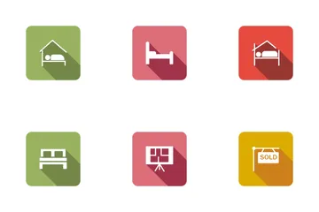 Set di ombre arrotondate quadrate piatte immobiliari 3 Icon Pack