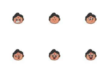 Indian Aunt Expression Icon Pack