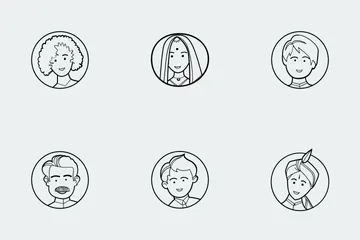 Indian Wedding Characters B/W Icon Pack