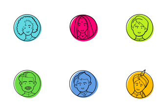 Indian Wedding Characters Color Icon Pack