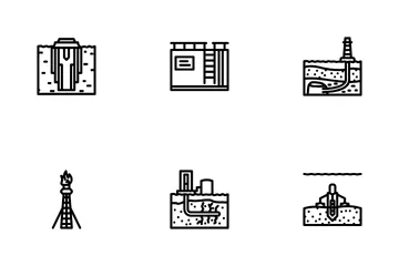 Industrie Pétrolière Pétrole Énergie Gaz Pack d'Icônes