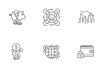 Inestabilidad económica y financiera Paquete de Iconos