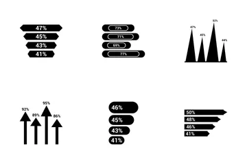 Infografía de barras y gráfico circular Vol. 7 Paquete de Iconos