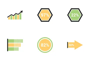 Gráfico de barras e pizza infográfico Vol 5 Icon Pack