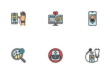 Innovaciones en el cuidado de la salud: robótica con inteligencia artificial Paquete de Iconos