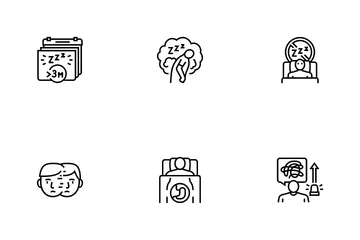 Insomnia Person Chronic Problem Icon Pack