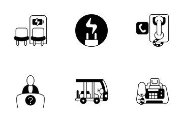 Instalaciones y servicios del aeropuerto Paquete de Iconos