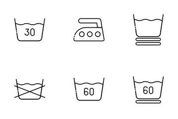Instruções de lavanderia Pacote de Ícones