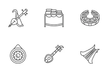 Instrumentos musicales tailandeses Paquete de Iconos